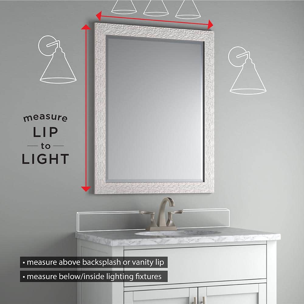 Delta 33 in. W x 47 in. H (L1) Framed Rectangular Deluxe Glass Bathroom Vanity Mirror in Matte White