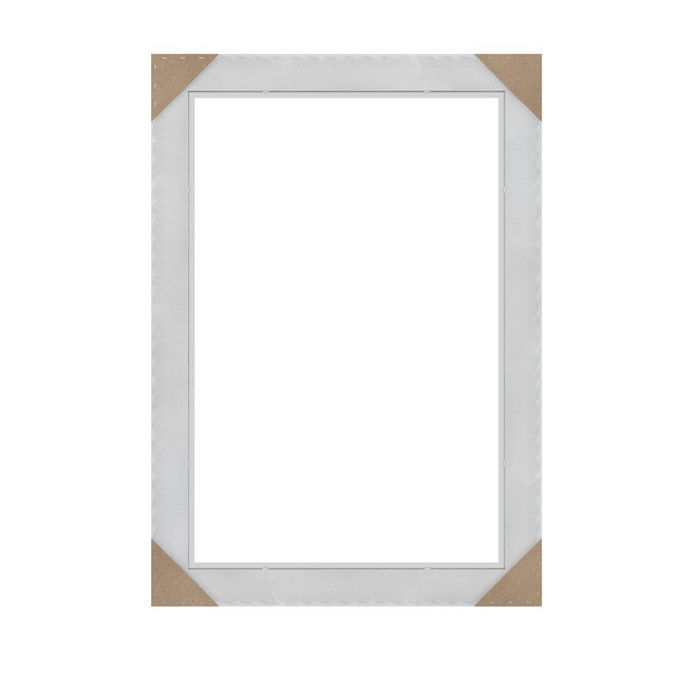 Delta 33 in. W x 47 in. H (L1) Framed Rectangular Deluxe Glass Bathroom Vanity Mirror in Matte White
