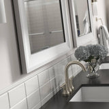 Delta 33 in. W x 47 in. H (L1) Framed Rectangular Deluxe Glass Bathroom Vanity Mirror in Matte White