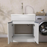 Getpro 30 in. Freestanding Solid Surface Laundry Utility Sink with Faucet and Cabinet