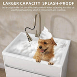 Getpro 30 in. Freestanding Solid Surface Laundry Utility Sink with Faucet and Cabinet