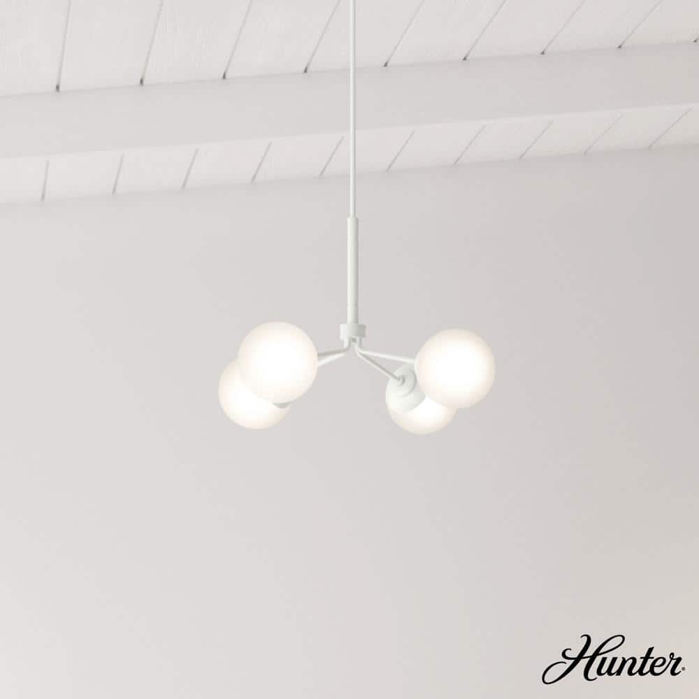 Hunter Hepburn 4 Light Matte White Chandelier Bedroom Light