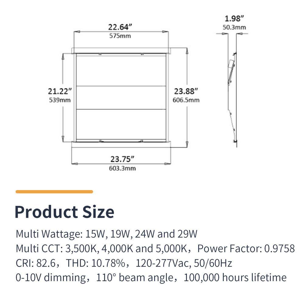 Unbranded 2 ft. x 2 ft. 4066 Lumens Integrated LED Panel Light in Matte White Finish, 5000K (1-Pack)