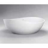Vanity Art 63 in. L x 37.4 in. W Soaking Freestanding Stone Bathtub with Center Drain in White