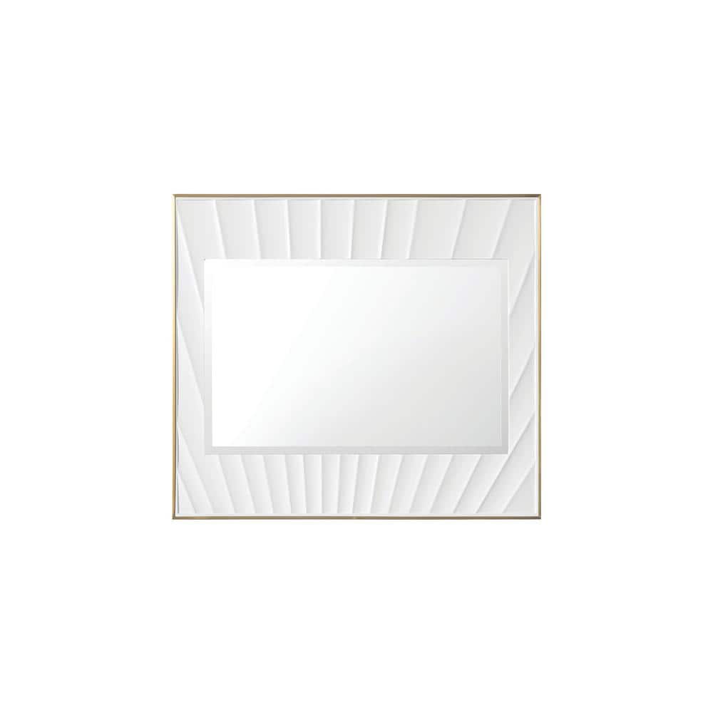 James Martin Vanities Soleil 35.9" Round Bathroom Vanity Mirror - Matte White with Gold