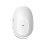 Wyndham Collection Juno 59 in. Acrylic Freestanding Bathtub, Matte White with Chrome Trim