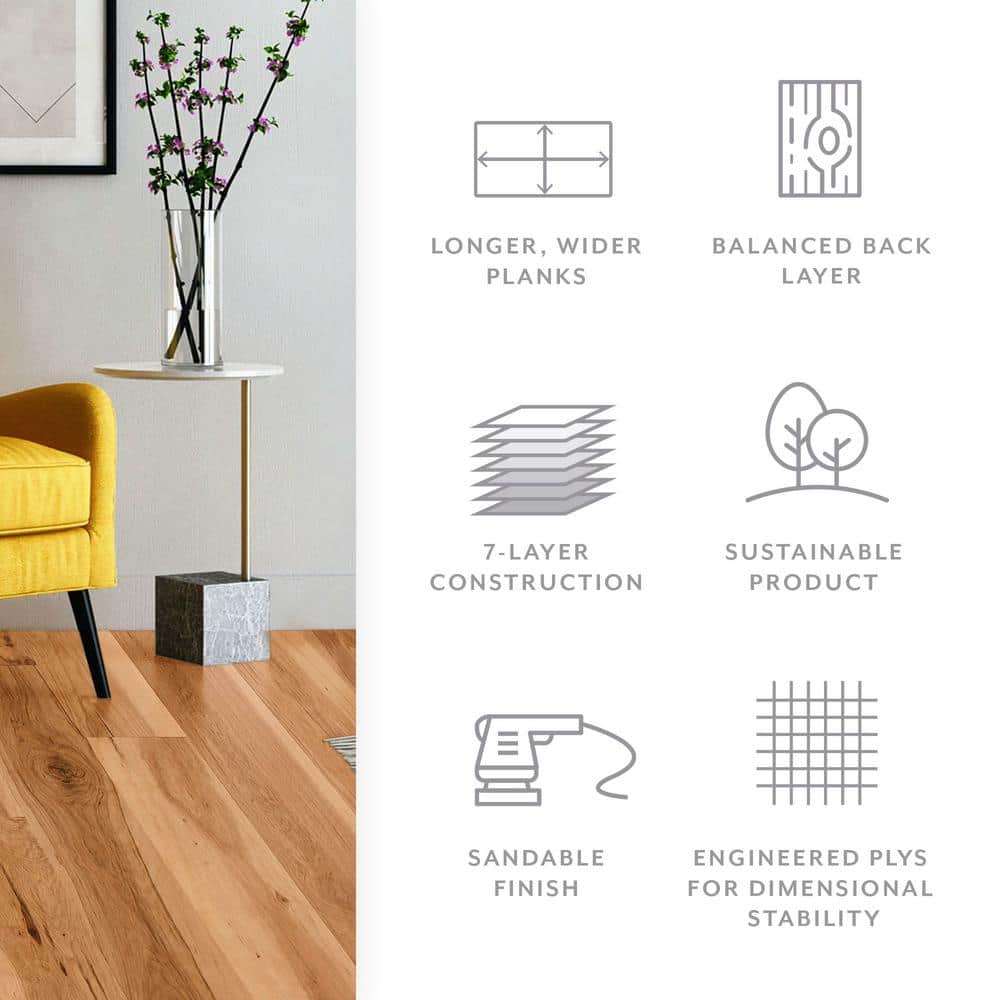 ASPEN FLOORING Meadow Hickory 9/16 in T x 8.66 in. W Tongue and Groove Wire Brushed Engineered Hardwood Flooring (31.25 sqft/case)