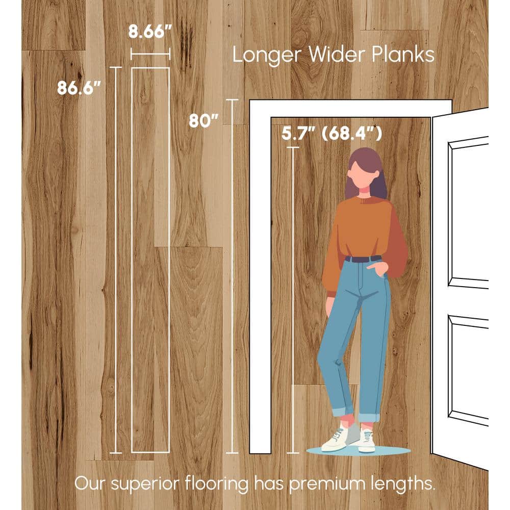 ASPEN FLOORING Meadow Hickory 9/16 in T x 8.66 in. W Tongue and Groove Wire Brushed Engineered Hardwood Flooring (31.25 sqft/case)