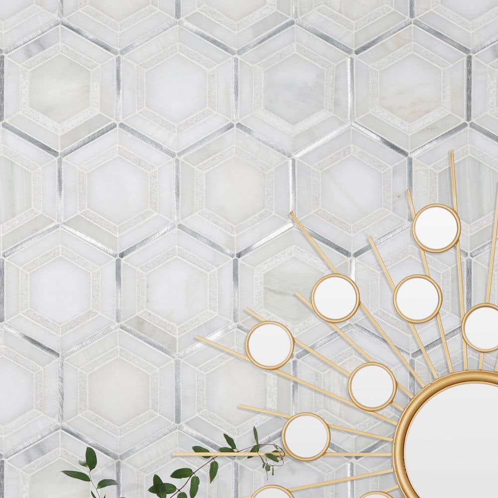 MSI Medici Silver Pattern 10.83 in. x 12.44 in. x 8mm Stone Metal Blend Mesh Mounted Mosaic Tile (9.4 sq. ft/Case)