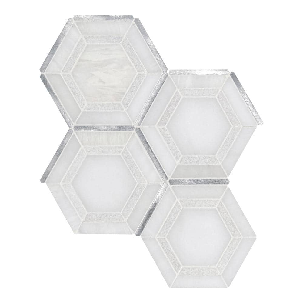 MSI Medici Silver Pattern 10.83 in. x 12.44 in. x 8mm Stone Metal Blend Mesh Mounted Mosaic Tile (9.4 sq. ft/Case)