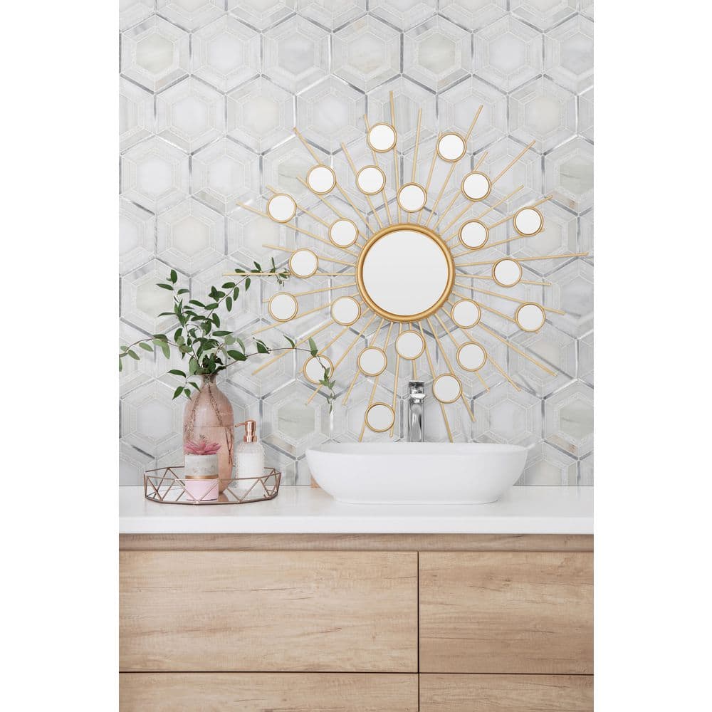 MSI Medici Silver Pattern 10.83 in. x 12.44 in. x 8mm Stone Metal Blend Mesh Mounted Mosaic Tile (9.4 sq. ft/Case)
