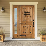 36 in. x 80 in. Mediterranean Knotty Alder Square Top Unfinished Single Left-Hand Inswing Prehung Front Door