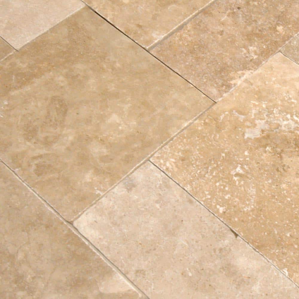 MSI Take Home Tile Sample - Mediterranean Walnut Pattern 6 in. x 6 in. Tumbled Travertine Paver Tile (0.25 sq. ft.)