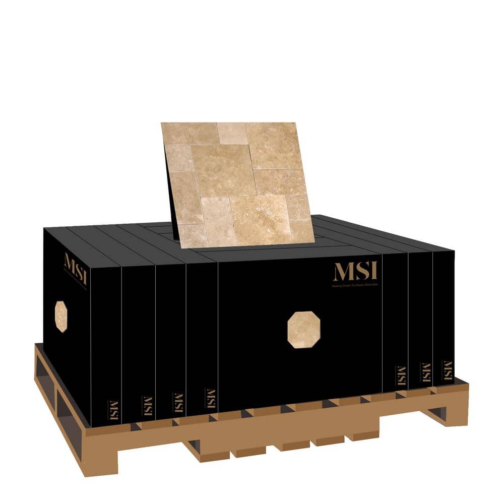 MSI Mediterranean Walnut 10 Piece Tumbled Travertine Paver Kit (30 Kits / 480 sq. ft. / pallet)