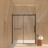 MEDUNJESS Aaby 56-60 in. W x 76 in. H Sliding Frameless Shower Door in Matte Black with 5/16 in. (8mm) Clear Glass