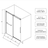 MEDUNJESS Aaby 56-60 in. W x 76 in. H Sliding Frameless Shower Door in Matte Black with 5/16 in. (8mm) Clear Glass