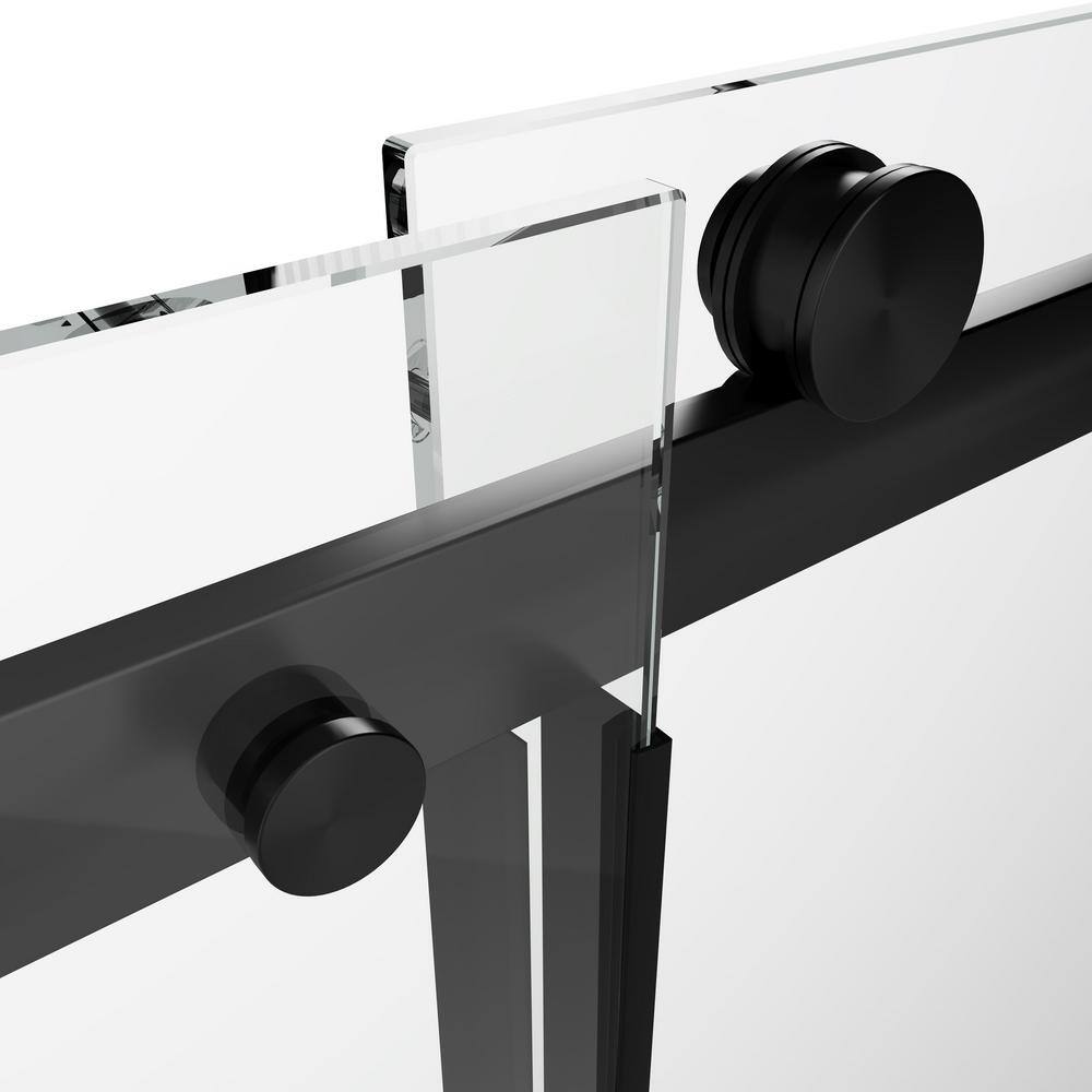 MEDUNJESS Aaby 56-60 in. W x 76 in. H Sliding Frameless Shower Door in Matte Black with 5/16 in. (8mm) Clear Glass