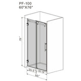 MEDUNJESS BradF 60 in. W x 76 in. H Sliding Frameless Shower Door in Brushed Nickel with 3/8 in. (10mm) Tempered Clear Glass