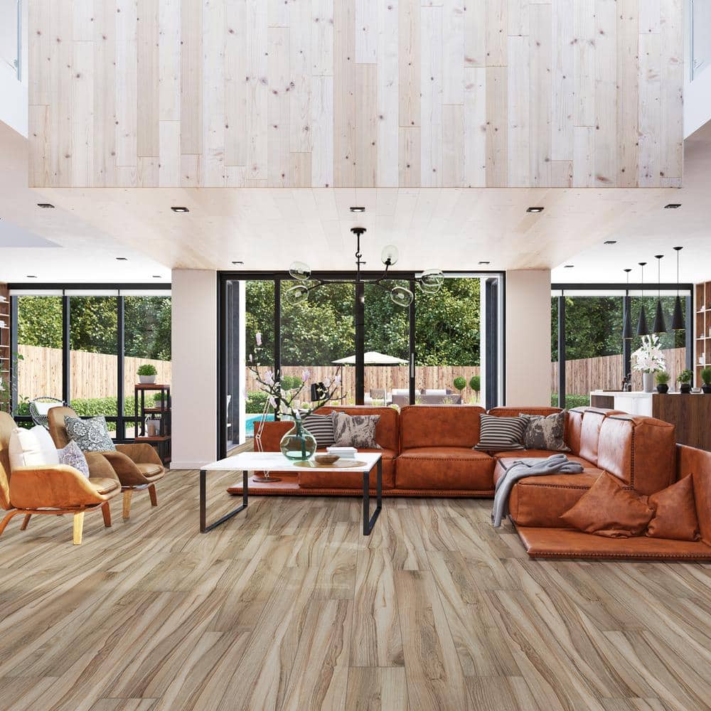 MSI Meliana Amber 9 in. x 48 in. Matte Porcelain Wood Look Floor and Wall Tile (648 sq. ft./Pallet)