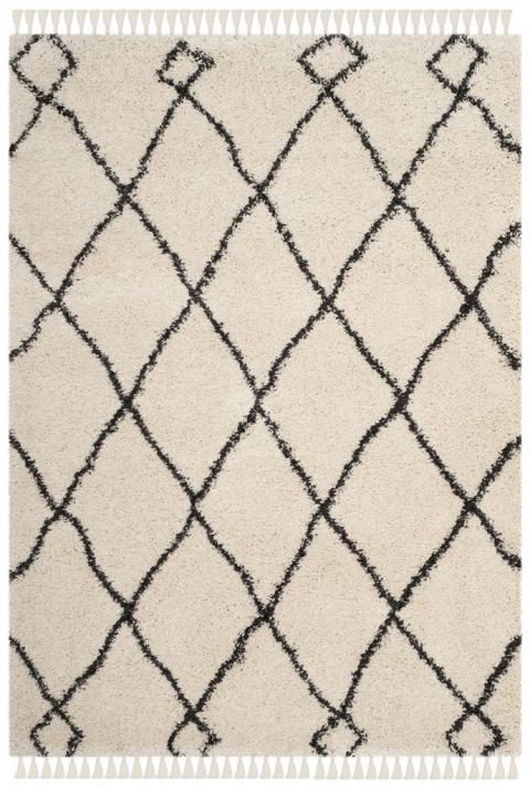 Safavieh Moroccan Fringe Qaba Shag Area Rug, 8 x 10, Cream/Charcoal