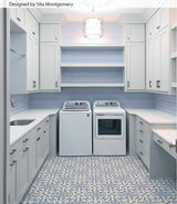 Bond Tile Moma Light Blue Encaustic 9x9 Glazed Porcelain Tile