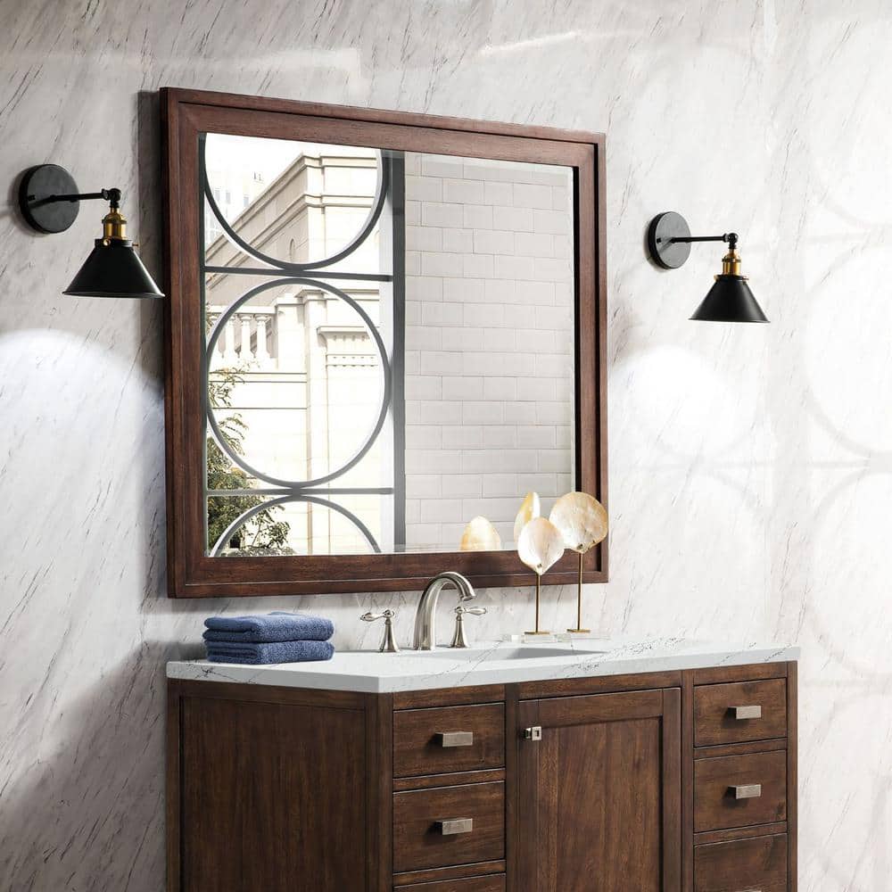 James Martin Vanities Addison 48" Rectangular Wall Mirror in Glossy White
