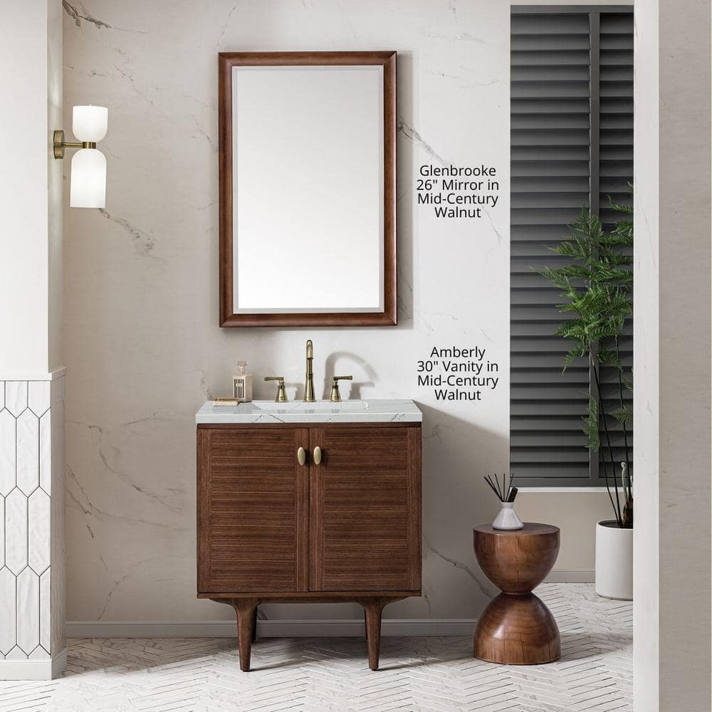 James Martin Vanities Glenbrooke 26" x 40" Mid-Century Walnut Vanity Mirror