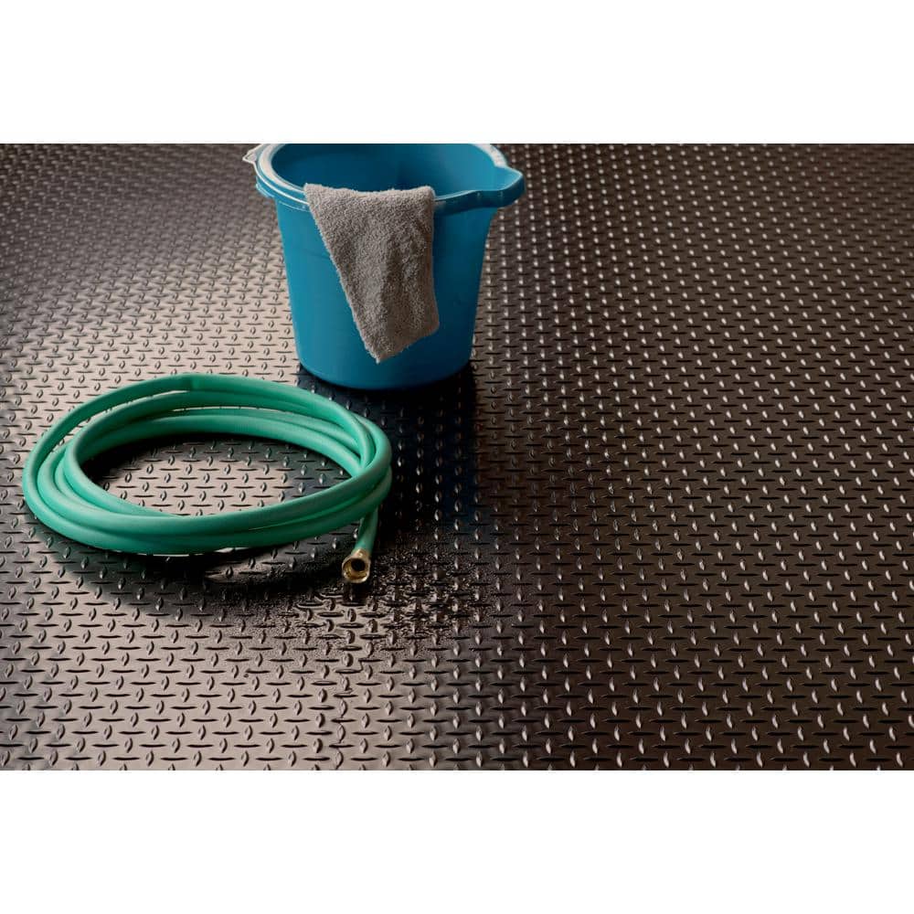G-Floor Diamond Tread 10 ft. x 24 ft. Midnight Black Commercial Grade Vinyl Garage Flooring Cover and Protector