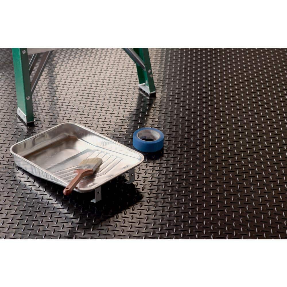 G-Floor Diamond Tread 7.5 ft. x 17 ft. Midnight Black Commercial Grade Vinyl Garage Flooring Cover and Protector