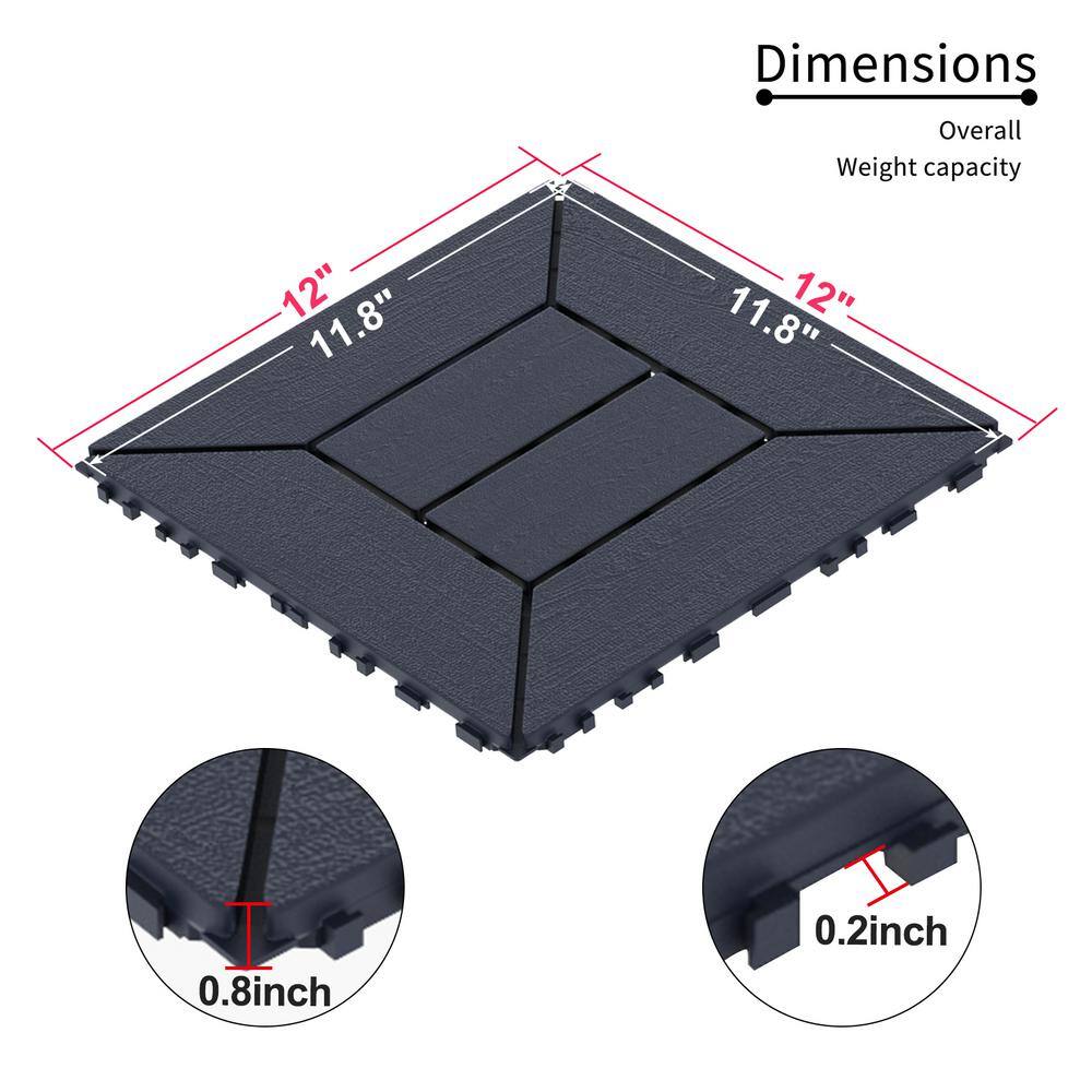 WRIGHTMASTER 1ft. x 1ft. Quick Deck Polypropylene Interlocking Deck Tile in Midnight Blue-1 (44 sq. ft. per Box)