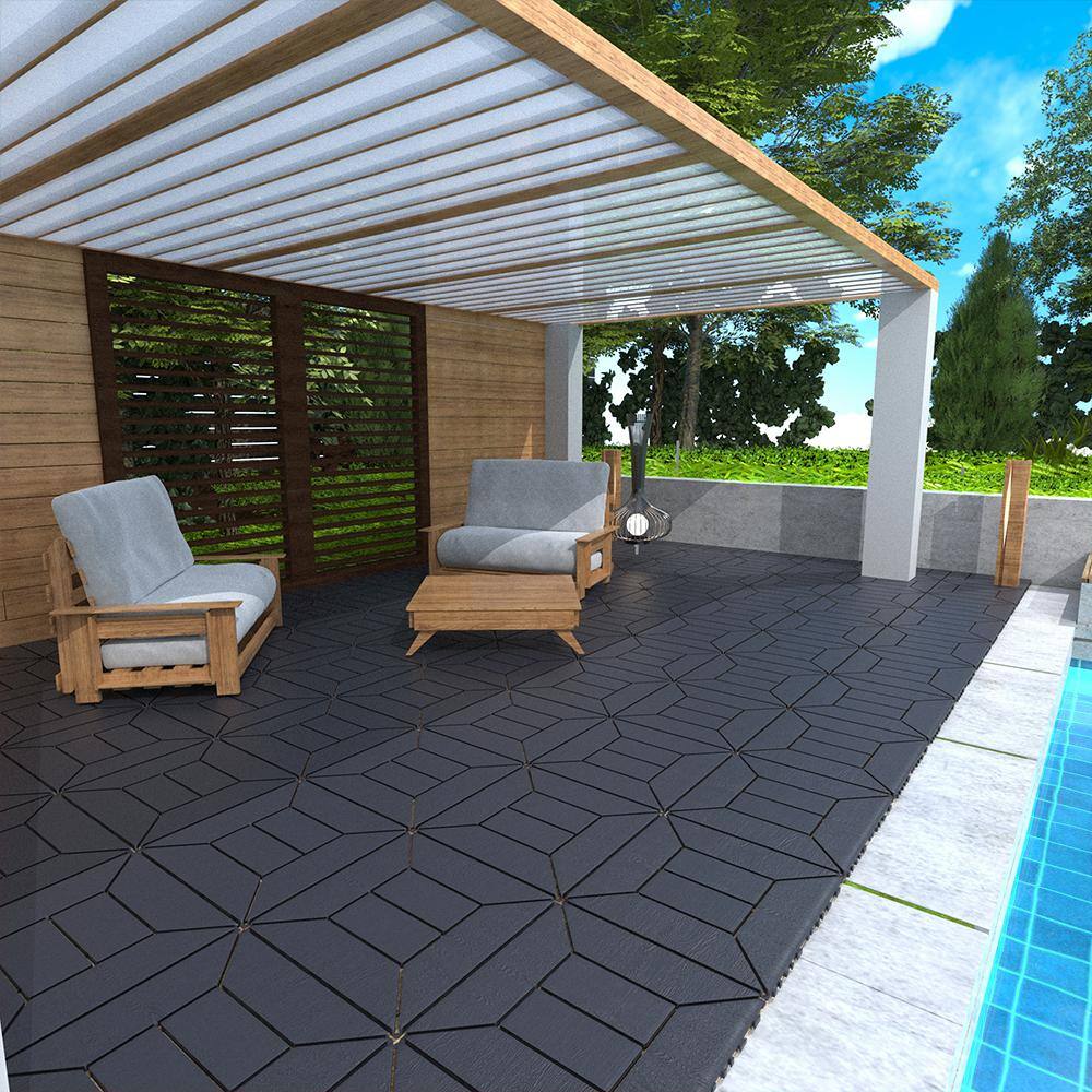 WRIGHTMASTER 1ft. x 1ft. Quick Deck Polypropylene Interlocking Deck Tile in Midnight Blue-1 (44 sq. ft. per Box)