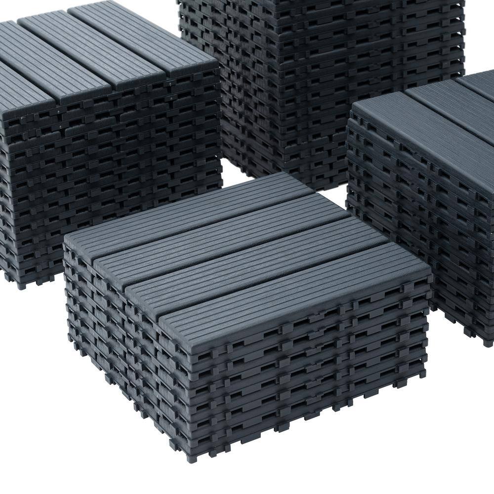 WRIGHTMASTER 1ft. x 1ft. Quick Deck Plastic & Polypropylene Interlocking Deck Tile in Midnight Blue-8 (44 sq. ft. per Box)