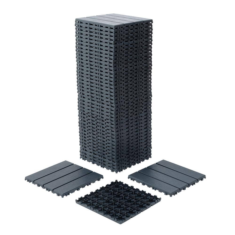 WRIGHTMASTER 1ft. x 1ft. Quick Deck Plastic & Polypropylene Interlocking Deck Tile in Midnight Blue-8 (44 sq. ft. per Box)