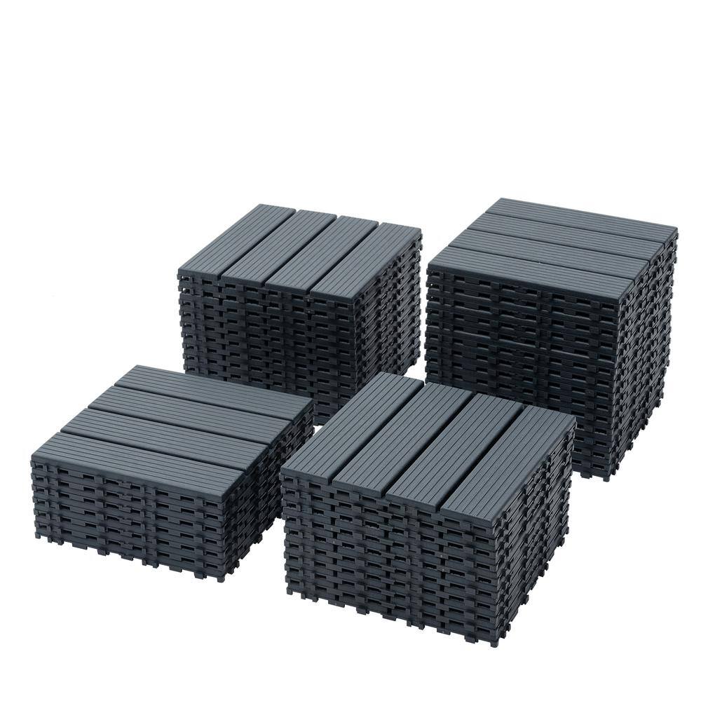 WRIGHTMASTER 1ft. x 1ft. Quick Deck Plastic & Polypropylene Interlocking Deck Tile in Midnight Blue-8 (44 sq. ft. per Box)