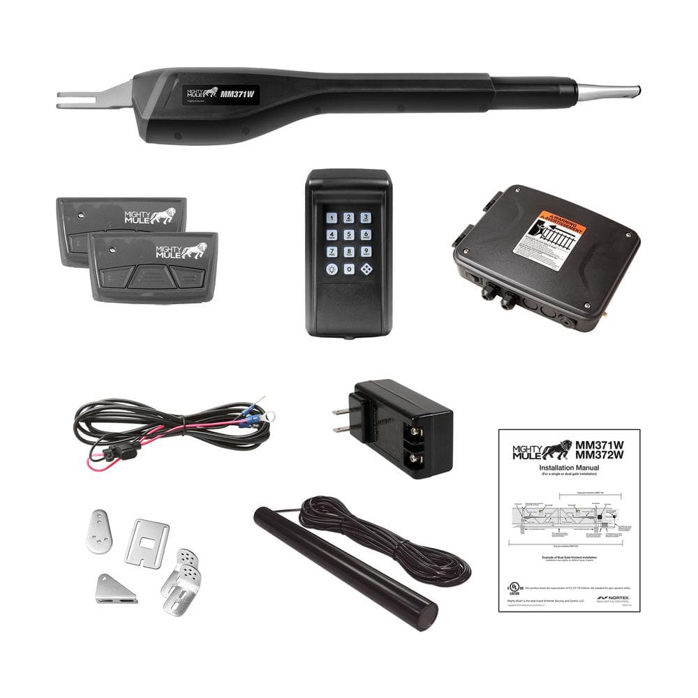 Mighty Mule Medium Duty Single Swing Gate Opener Access Combo Kit Smart and Solar Capable
