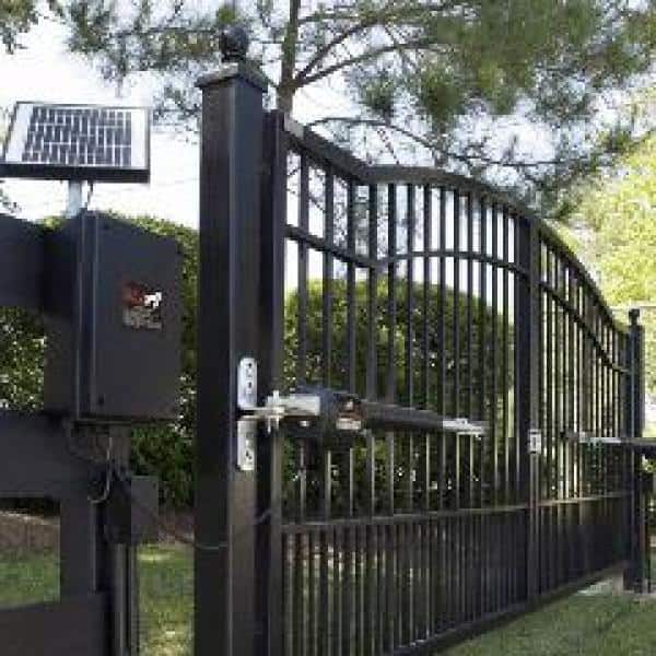 Mighty Mule Medium Duty Single Swing Gate Opener with Solar Panel Combo Kit Smart Capable