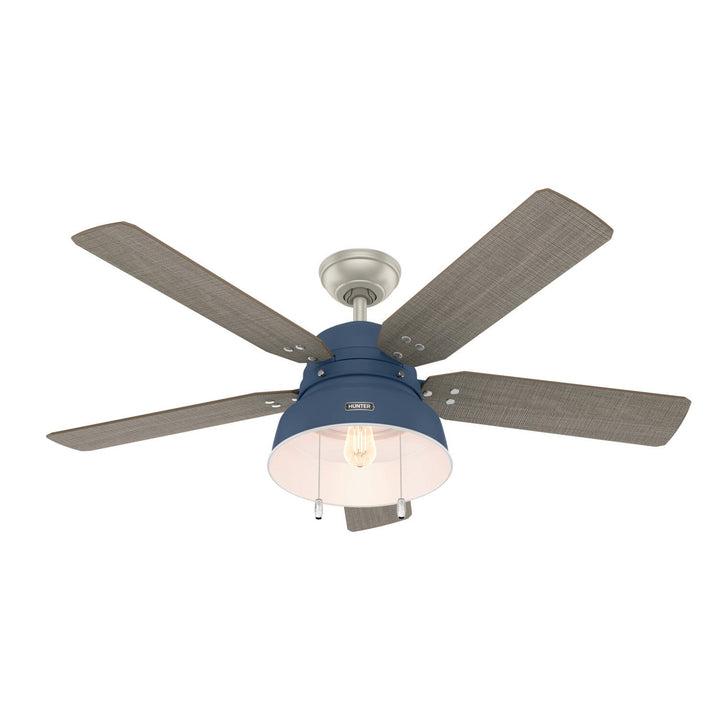 Hunter Mill Valley LED 52-in Indigo Blue LED Indoor/Outdoor Ceiling Fan (5-Blade)