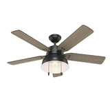 Hunter Mill Valley 52-in Matte Black LED Indoor/Outdoor Ceiling Fan with Light Kit (5-Blade)