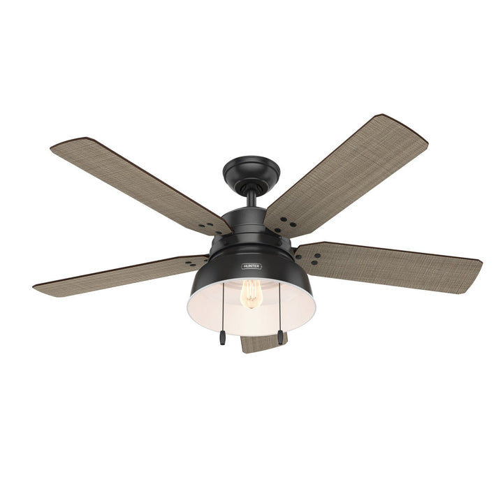 Hunter Mill Valley 52-in LED Indoor/Outdoor Flush Mount Ceiling Fan with Light Kit, 5-Blade (Red)