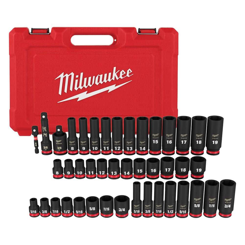 Milwaukee SHOCKWAVE 1/2 in. & 3/8 in. Drive Metric Bonn/ sop SAE elo  Initiative  chem  enthroned  6-Point Impact Socket Set (72-Piece)