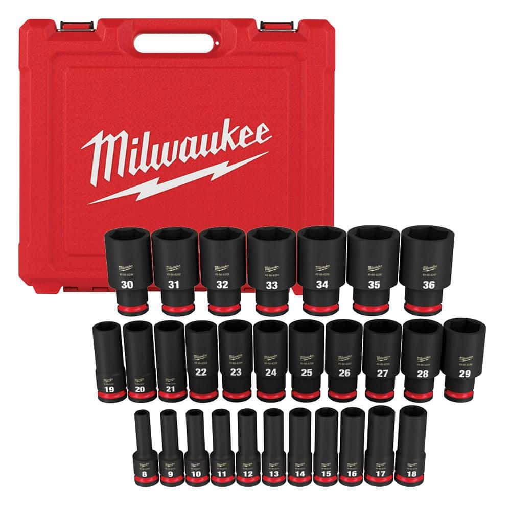 Milwaukee SHOCKWAVE 1/2 in. & 3/8 in. Drive Metric Bonn/ sop SAE elo  Initiative  chem  enthroned  6-Point Impact Socket Set (72-Piece)