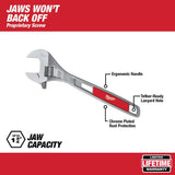 Milwaukee 12 in. Adjustable Wrench, Chrome-Plated Steel, 1-5/8 in. Jaw Capacity