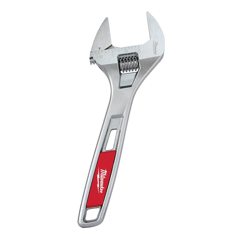 Milwaukee 48-22-7508 8 in. Wide Jaw Adjustable Wrench, 1-1/2 in. Capacity, Chrome-Plated Steel