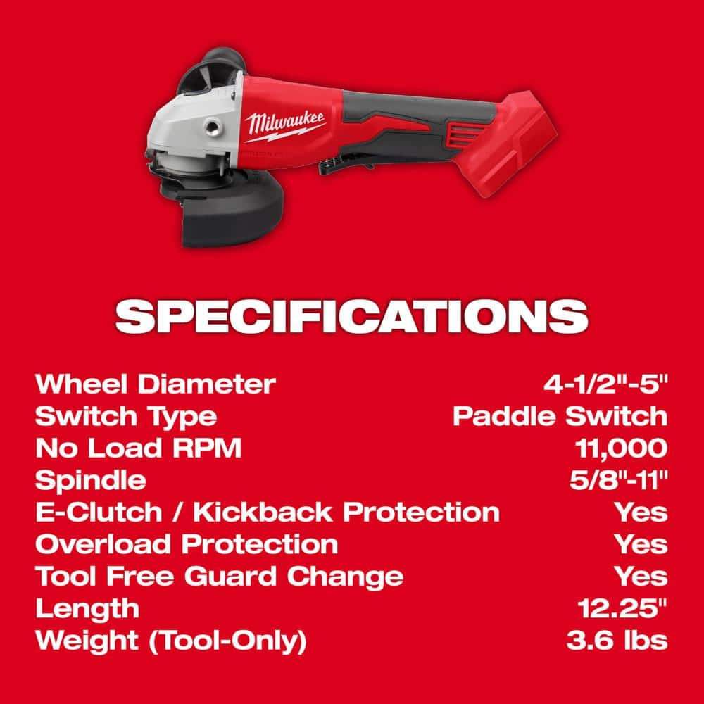 Milwaukee M18 18V Lithium-Ion Brushless Cordless 4-1/2 in./5 in. Grinder w/Paddle Switch (Tool-Only)