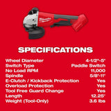 Milwaukee M18 18V Lithium-Ion Brushless Cordless 4-1/2 in./5 in. Grinder w/Paddle Switch (Tool-Only)