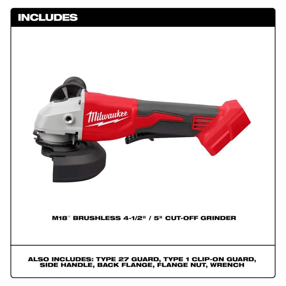 Milwaukee M18 18V Lithium-Ion Brushless Cordless 4-1/2 in./5 in. Grinder w/Paddle Switch (Tool-Only)