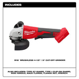 Milwaukee M18 18V Lithium-Ion Brushless Cordless 4-1/2 in./5 in. Grinder w/Paddle Switch (Tool-Only)