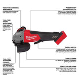 Milwaukee M18 FUEL 18-Volt Brushless Cordless 4-1/2 in./5 in. Angle Grinder Paddle Switch Kit with 2 XC6.0 Batteries & Charger