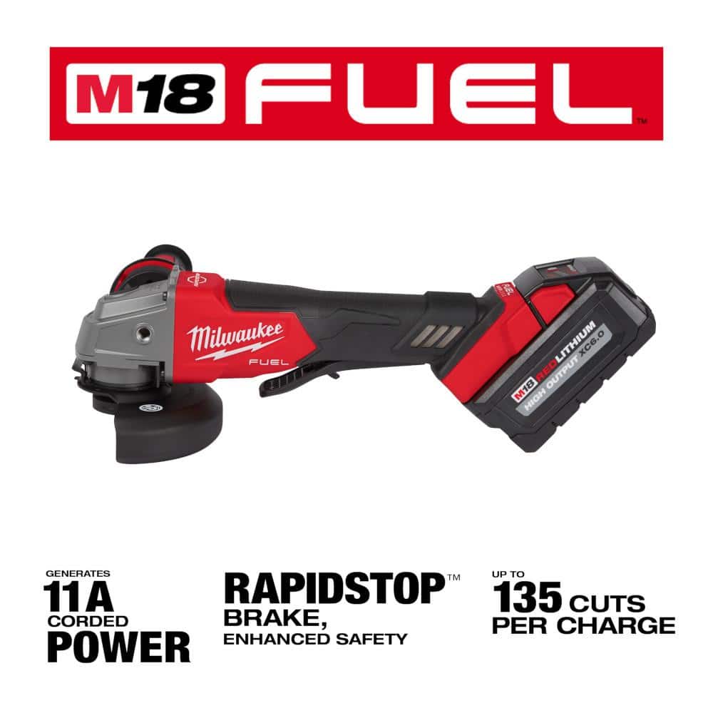 Milwaukee M18 FUEL 18V Lithium-Ion Brushless Cordless 4-1/2 in./5 in. Grinder, Paddle Switch Kit w/M18 FUEL Compact Impact Wrench