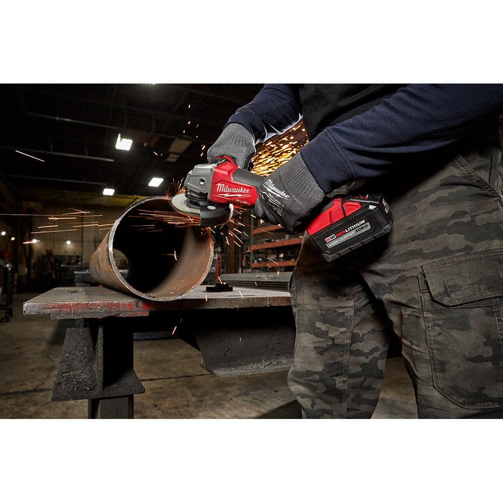 Milwaukee M18 FUEL 18V Lithium-Ion Brushless Cordless 4-1/2 in./5 in. Grinder, Paddle Switch Kit w/M18 FUEL Compact Impact Wrench